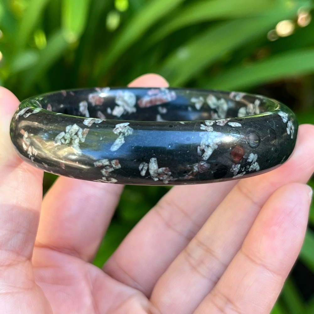 57.5mm inner diameter plum blossom jasper bangle 0323